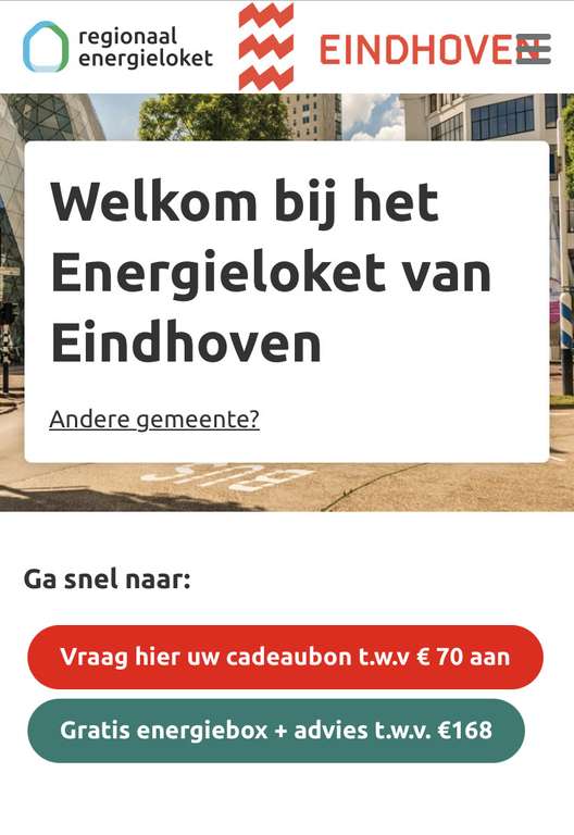 Lokaal Eindhoven : Gratis energiebox of cadeaubon t.w.v €70