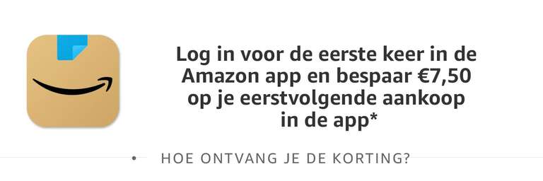 Amazon korting: €7,50 korting op je bestelling via de eerste keer in app