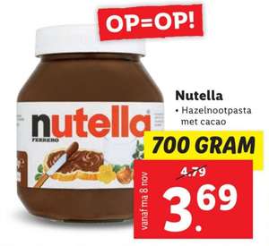 700g Nutella voor €3.69 @Lidl