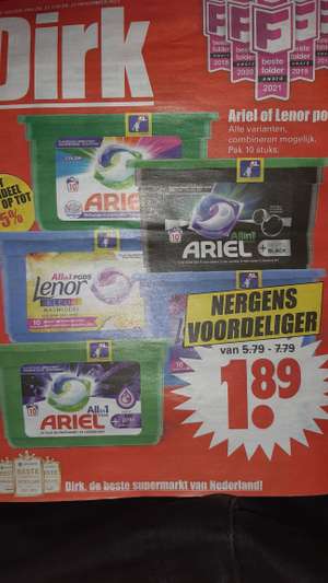 Ariel of lenor pods (pak 10 stuks) €1,89 @Dirk