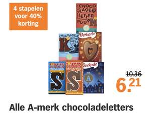 AH A-merk chocoladeletters stapelkorting tot 40%