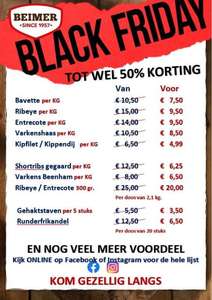 Vlees tot 50% korting. Black Friday + Gratis proeven (Enschede/Arnhem/Leeuwarden)