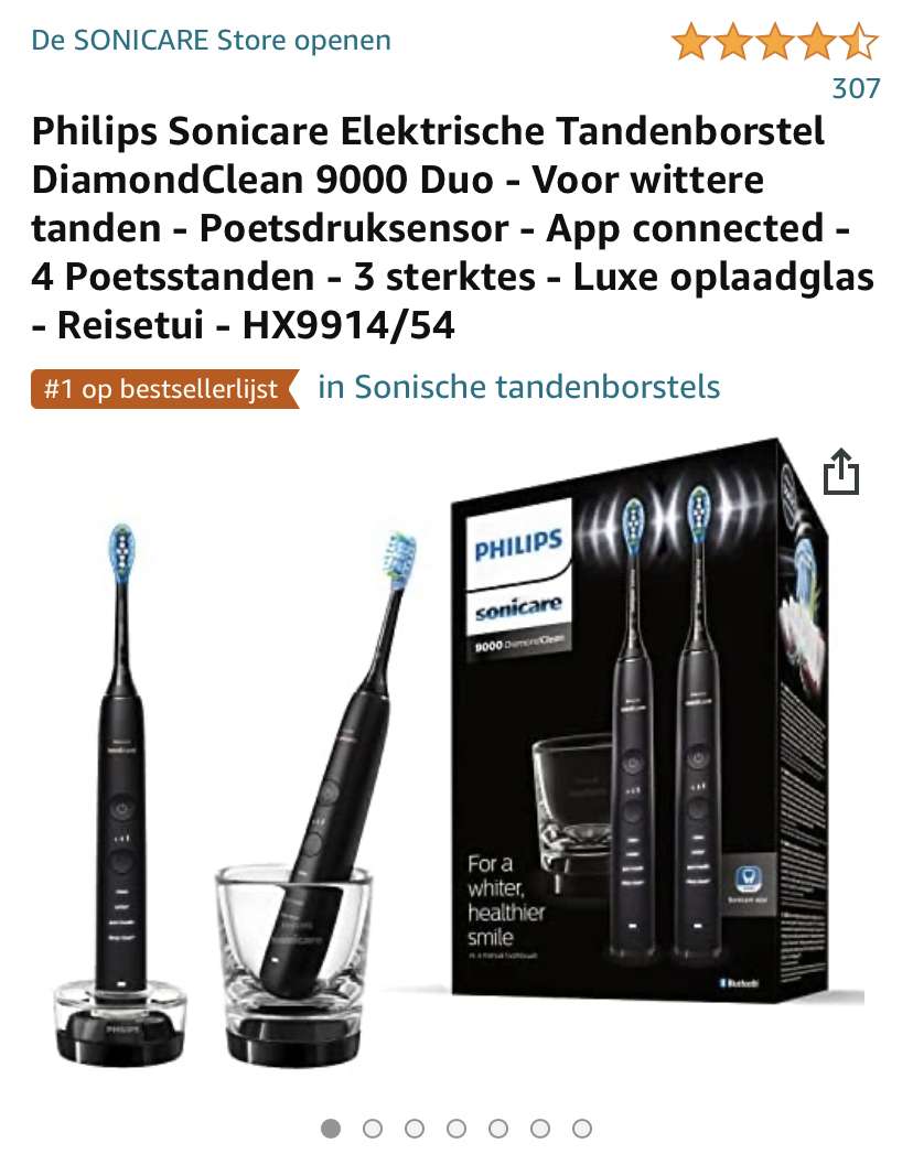 Huidige Onenigheid Ga terug Philips Sonicare Elektrische Tandenborstel DiamondClean 9000 Duo -  HX9914/54 - Pepper.com