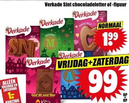 Verkade Sint chocoladeletter of -figuur 135 gr @ Dirk