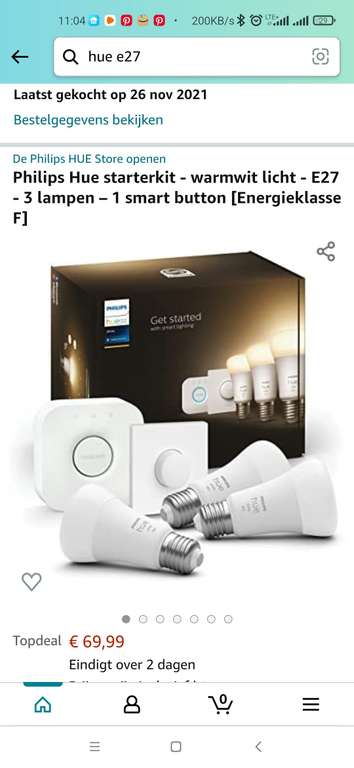Philips Hue starterkit - warmwit licht - E27 - 3 lampen – 1 smart button