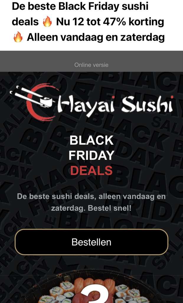 Tot 47% korting bij Hayai sushi