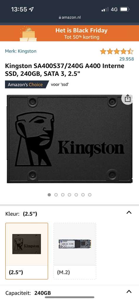 Kingston SA400S37/120G A400 SSD, 240GB, 2.5"