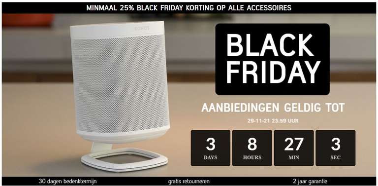 25% korting op alle Sonos accessoires op flexson.nl