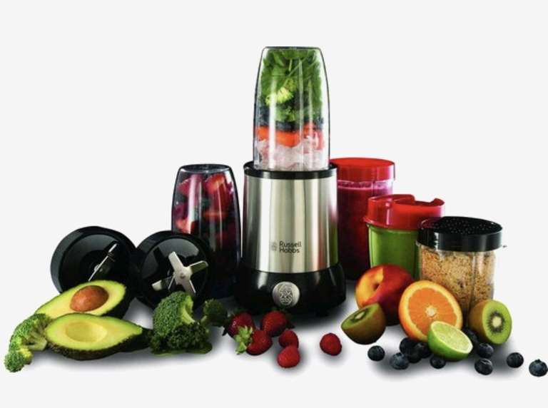 Russell Hobbs NutriBoost Multi Blender (15-Piece, Dishwasher Safe, Grinding, Mixing, Liquefying, Stainless Steel Base)
