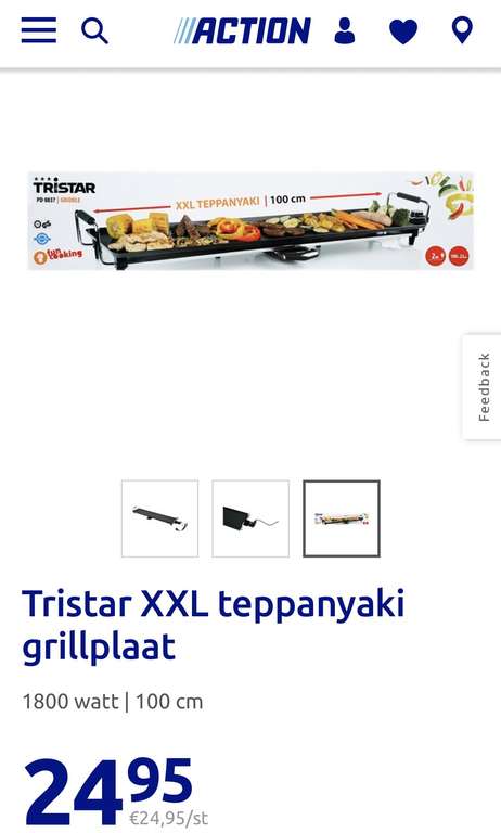 Tristart XXL tepanyaki grillplaat 100cm/vanaf 1-12 voor 19,95