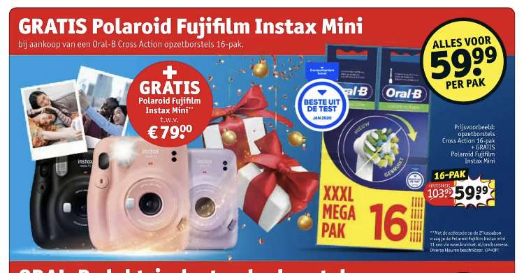 [kruidvat] bij aankoop oralb opzetborstels €59,99 een gratis polaroid fujifilm instax mini twv €79*
