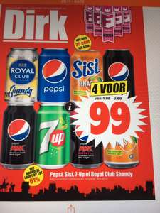 Tray (24 blikjes) Pepsi/Sisi/7up/Shandi voor €5,94