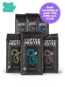 3x1000 gram espressobonen met 3x250 gram 'gratis' @ Coffeemeister