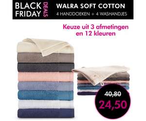Walra Soft Cotton 4 handdoeken+ 4 washandjes Cyber Monday deal bij 1dagactie