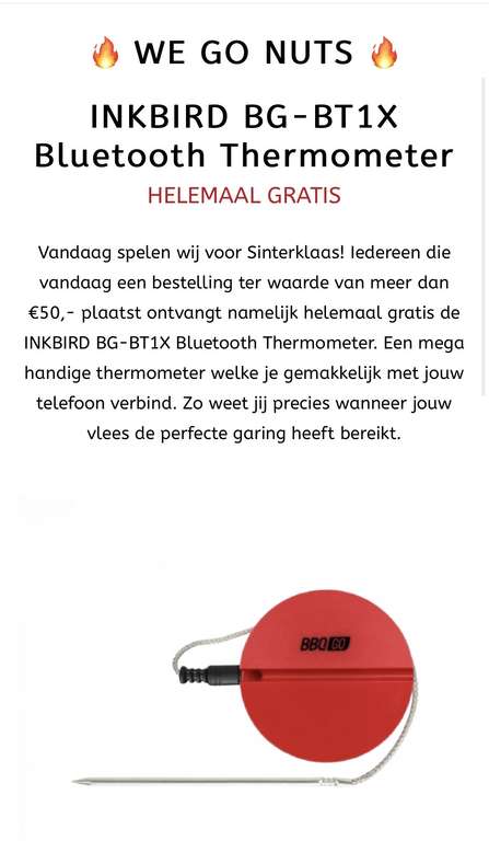 Gratis INKBIRD BG-BT1X Bluetooth Thermometer bij besteding van min. €50