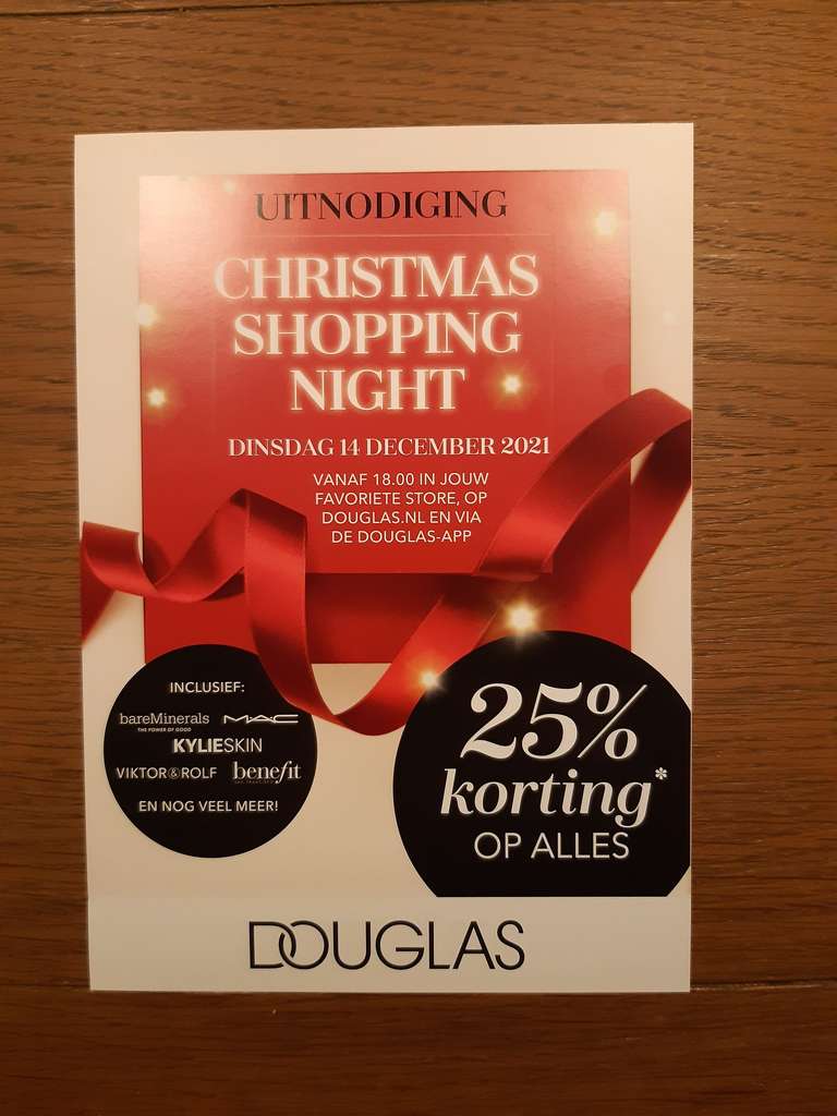 Christmas shopping night Douglas op 14 december (ook op Rituals)