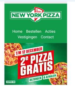 Tweede pizza gratis New York Pizza (vanaf 13 december alleen afhalen)