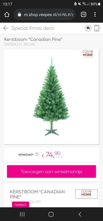 Kerstboom "Canadian Pine" GROEN | H.: 210 CM