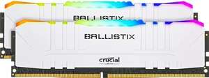 Crucial Ballistix BL2K8G32C16U4WL RGB, 3200MHz, DDR4, DRAM, Desktop Gaming Memory Kit, 16GB (8GBx2), CL16, White