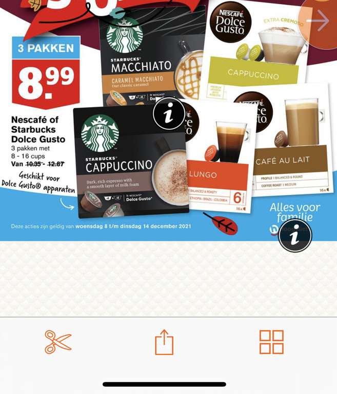 Nescafés of Starbucks Dolce Gusto - 3 pakken voor 8.99