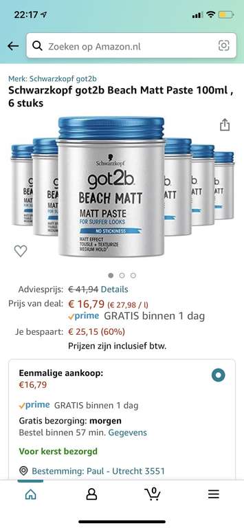 Got2b beach Matt wax 6-pack voor €16,79 - €2,79 per stuk