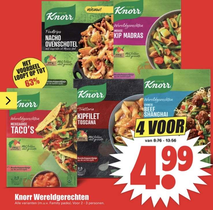 4 Knorr wereldgerechten voor €4,99