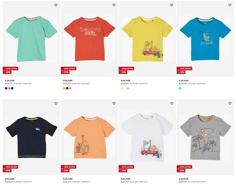 Verschillende s.oliver baby/peuter t-shirtjes voor €3,91 p.s. (waren €6,99) @ About You