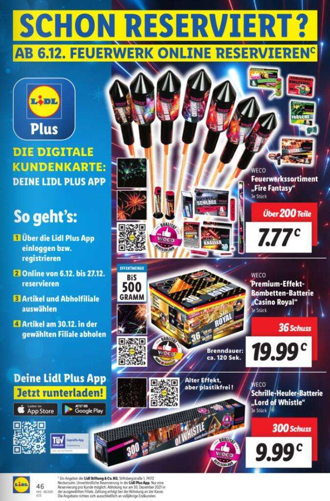 Duits vuurwerk 2021/2022 online te bestellen (ook cat.1) @ Lidl DE [Grensdeal]