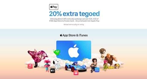 20% extra tegoed App Store & iTunes bij betaling met Apple Pay