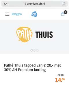 Pathé Thuis tegoed van € 20,- met 30% [AH Premium]