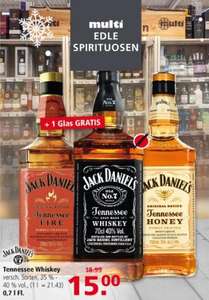 Jack Daniels Tennessee Whiskey, Honey of Fire 70cl + 1 glas gratis @ MultiMarkt DE [Grensdeal]