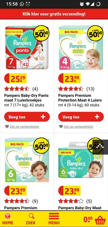 Stapelkorting pampers