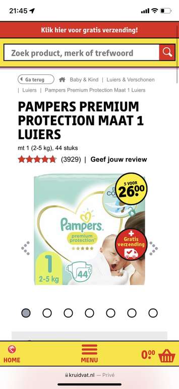 220 luiers . pampers premium protecion voor €26