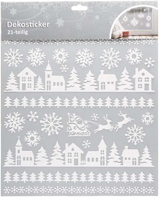 21 Stuks Glitter Sneeuwvlok Landschap Stickers