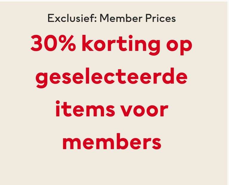 H&M 30% korting voor members op geselecteerde items