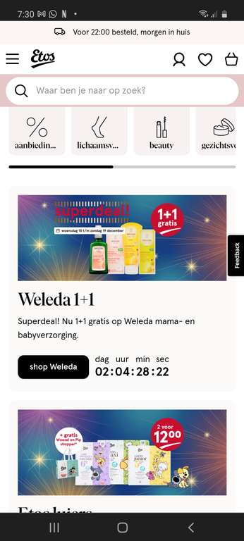 Superdeal! Nu 1+1 gratis op Weleda mama- en babyverzorging.
