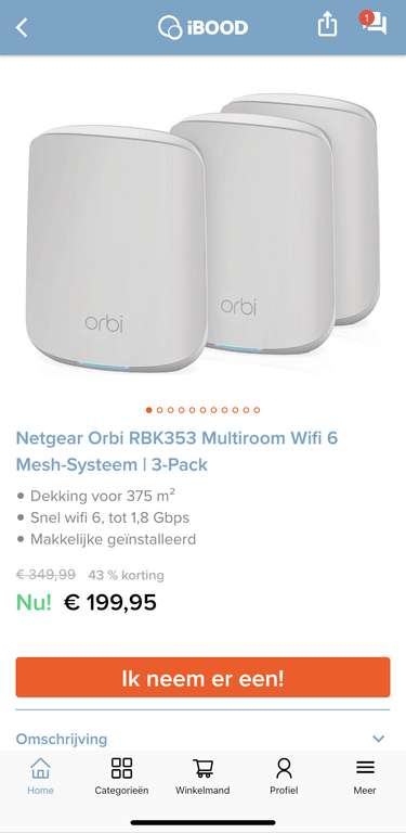 Netgear Orbi RBK353 Wifi 6 Mesh-Systeem