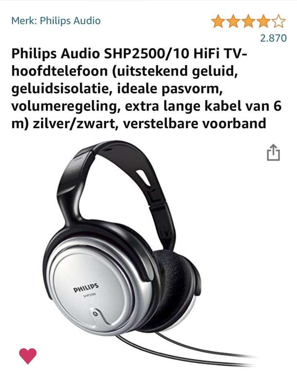 Philips Audio SHP2500/10 koptelefoon