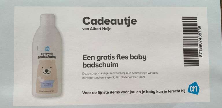 GRATIS fles baby badschuim @Albert Heijn