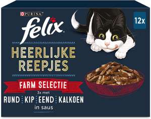 4 dozen (12 x 80gr) Felix Heerlijke Reepjes Farm Selectie Kattenvoer in saus