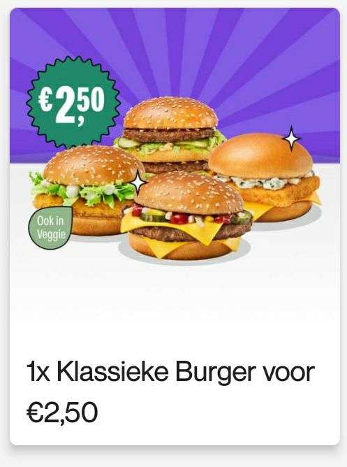 Klassieke burger voor €2,50 bij de McDonald's
