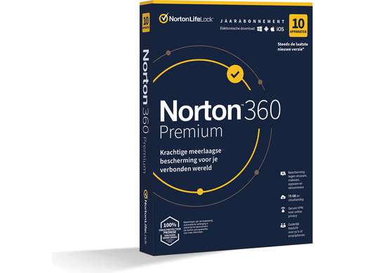 Norton 360 Premium Benelux | 24 Mnd | 10 Devices | 75 GB