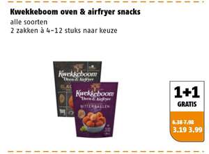 Kwekkeboom oven/airfryer snacks 1+1 gratis bij Poiesz