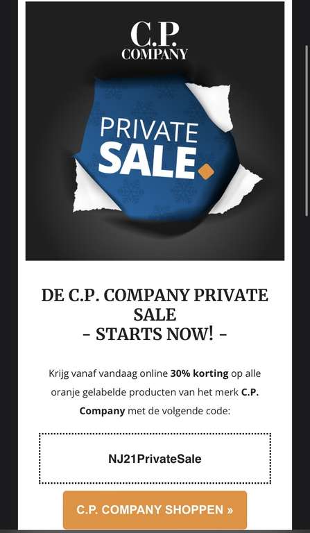 30% korting CP Company Being There