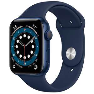Apple Watch Series 6 (GPS, 44 mm) aluminium behuizing blauw, sportarmband donkermarine