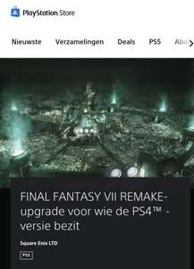 Final fantasy VII remake ps plus versie gratis upgrade naar ps5 versie