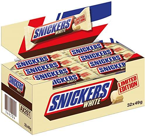 Doos witte Snickers 32 x 49g Limited Edition