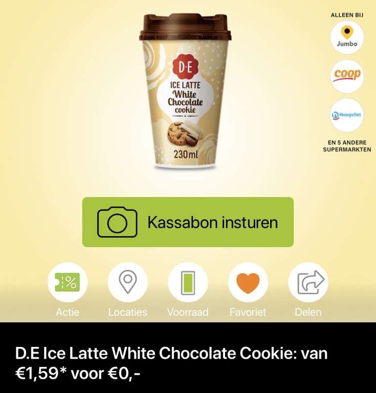 D.E Ice Latte White Chocolate Cookie gratis bij Scoupy