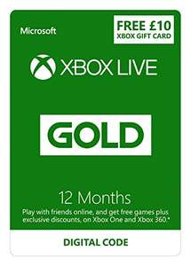 12 Maanden Xbox Live +  £10 Xbox gift card (+  £5 Amazon gift card)