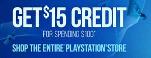 Spend $100 Get $15 Credit @ PSN Store (US, Canada, en Mexico)